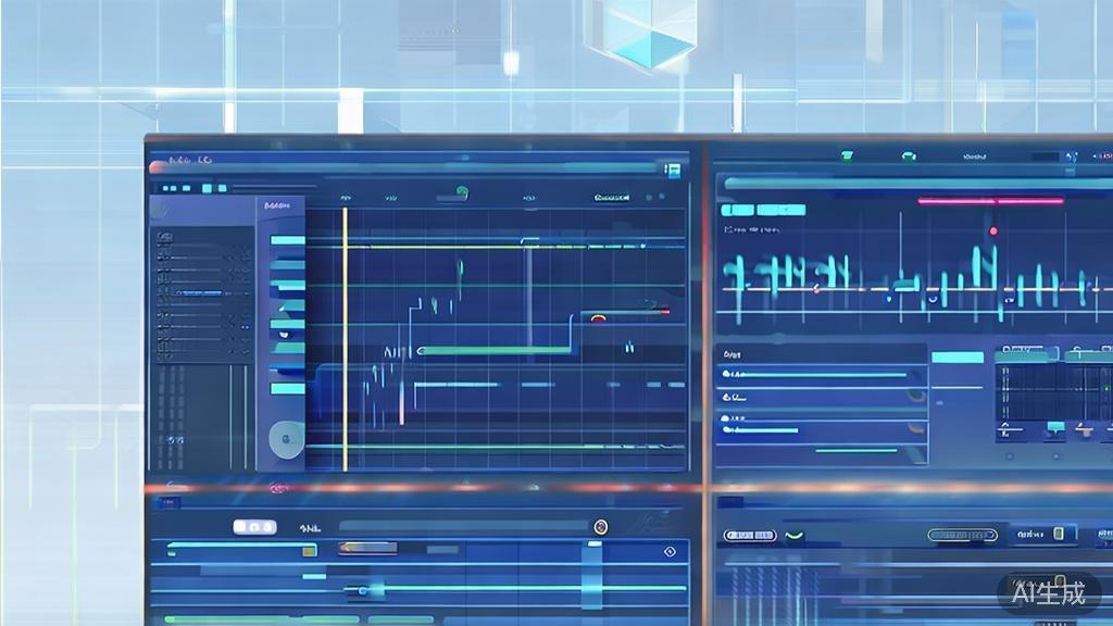 Flat vector illustration of video editing tools, dashboard style, soft blue gradient
