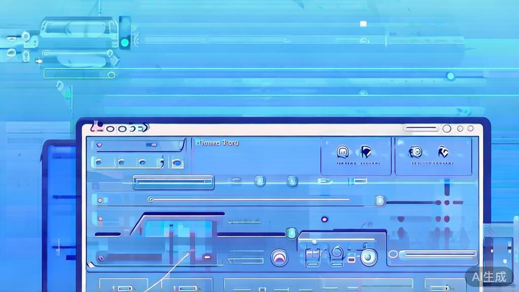 Flat vector illustration of AI story generation, dashboard style, soft blue gradient