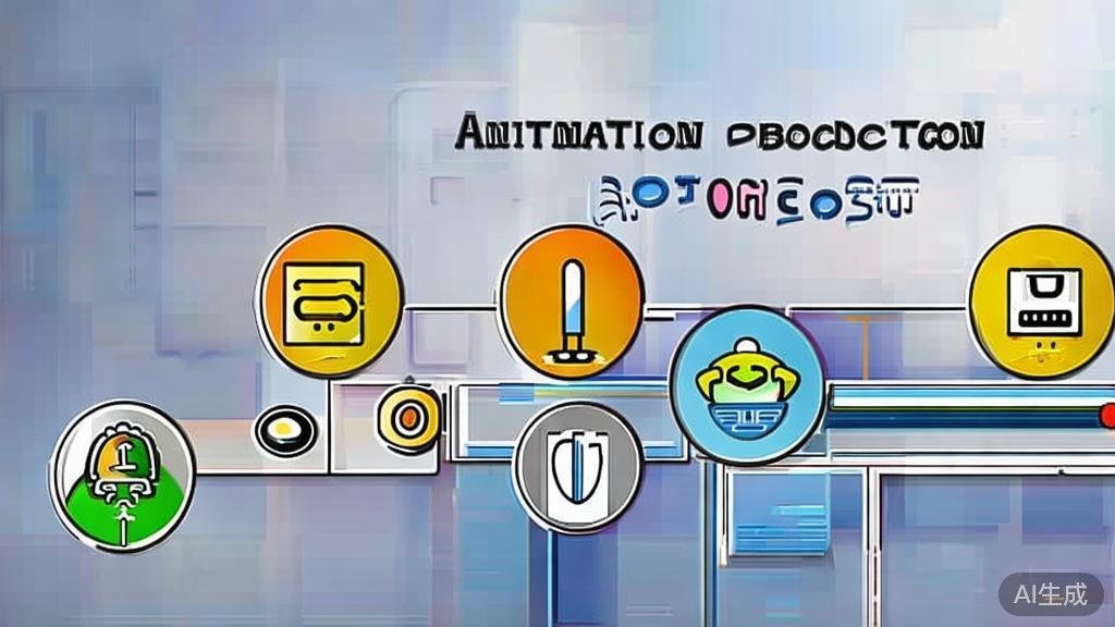 "High-quality business illustration regarding animation production process, minimal flat design"