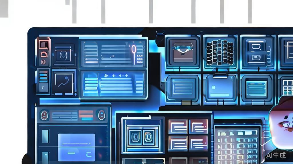 "Flat vector illustration of a content creator working with AI tools, dashboard style, soft blue gradient"