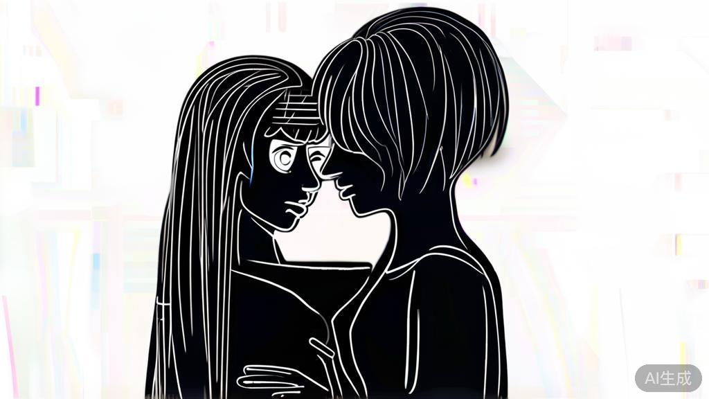 "High-quality illustration of characters interacting, showcasing emotional depth, minimalist design"