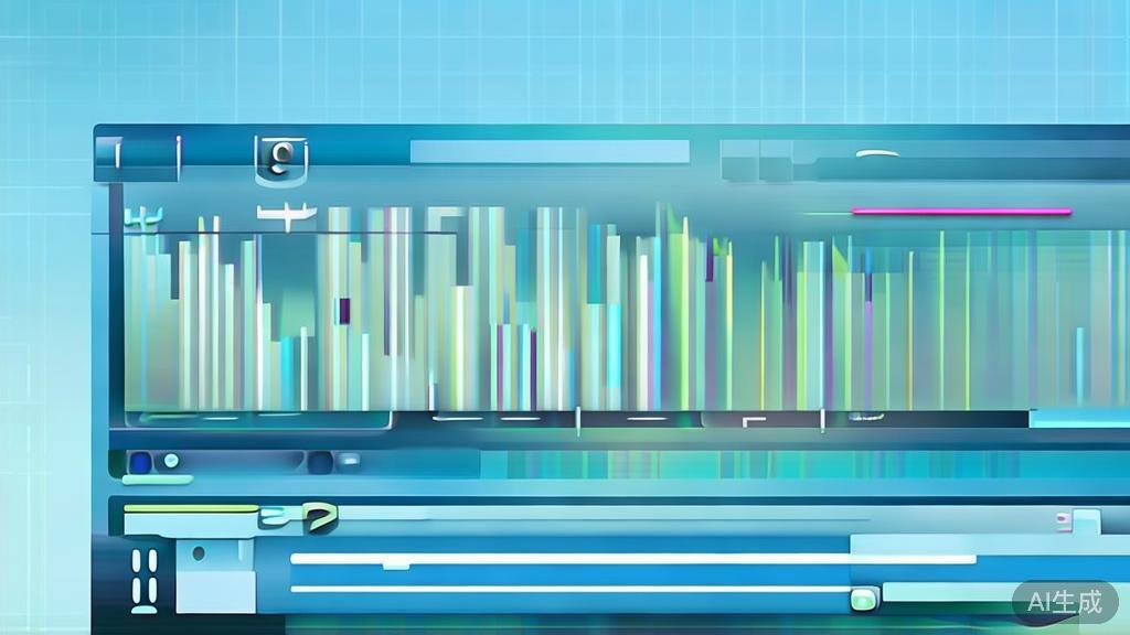 "Flat vector illustration of a user-friendly video editing interface, dashboard style, soft blue gradient"