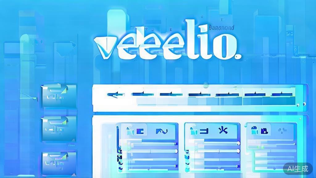 Flat vector illustration of Veed.io interface, dashboard style, soft blue gradient