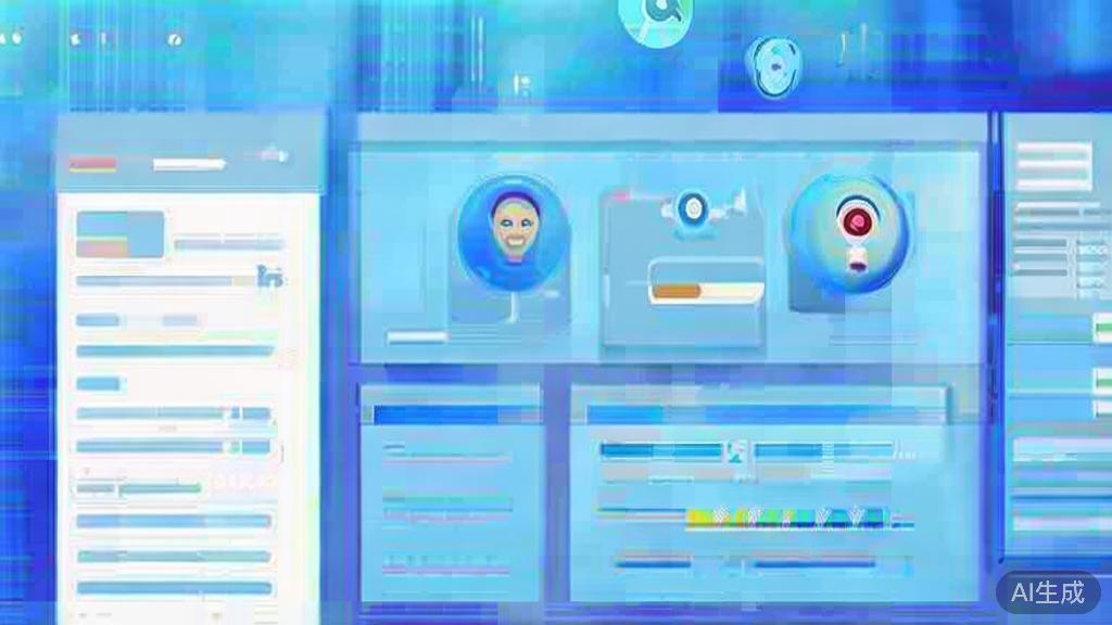 Flat vector illustration of user experience in software, dashboard style, soft blue gradient