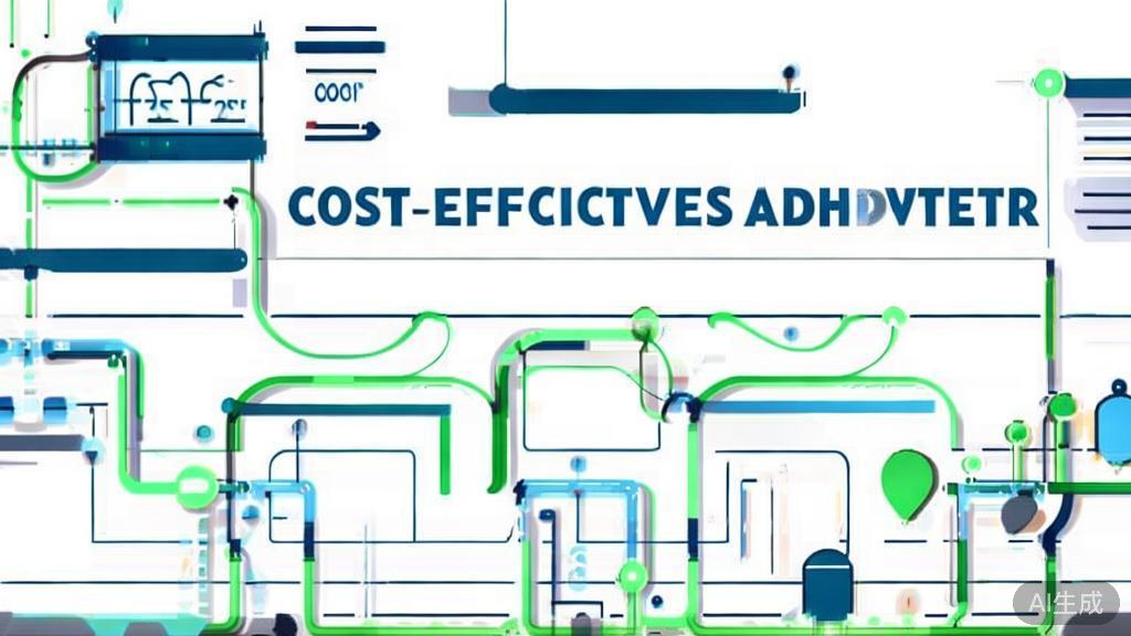 High-quality illustration of cost-effectiveness analysis for software, minimal flat design