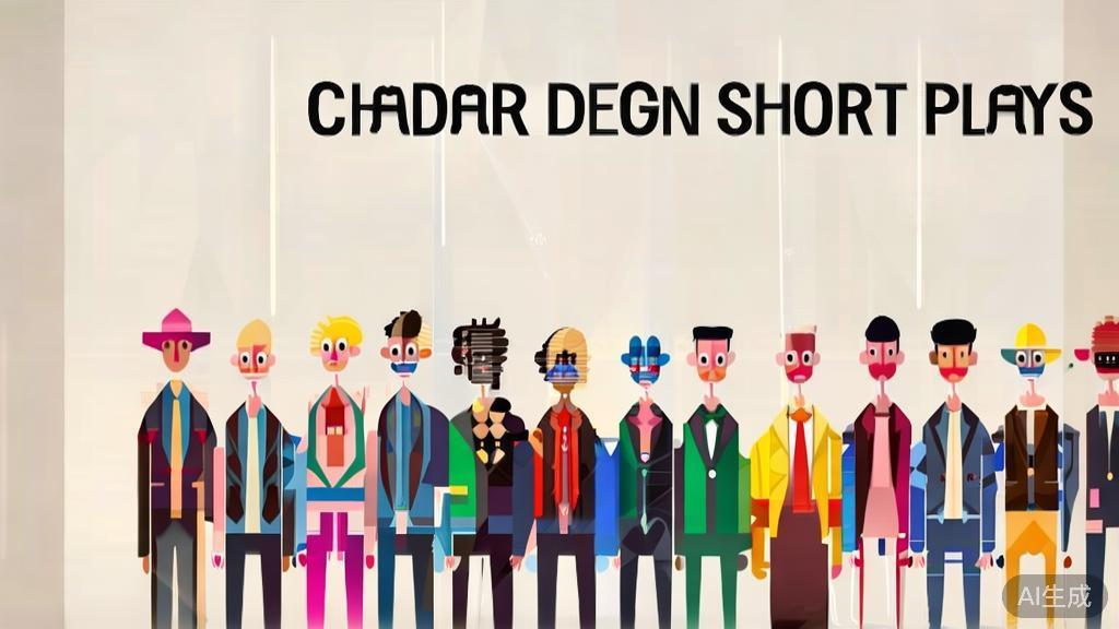 "High-quality business illustration regarding character design in short plays, minimal flat design"