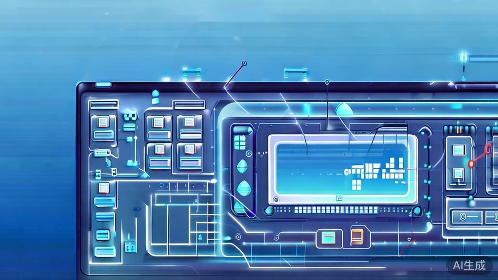 "Flat vector illustration of AI algorithm analyzing video content, dashboard style, soft blue gradient"