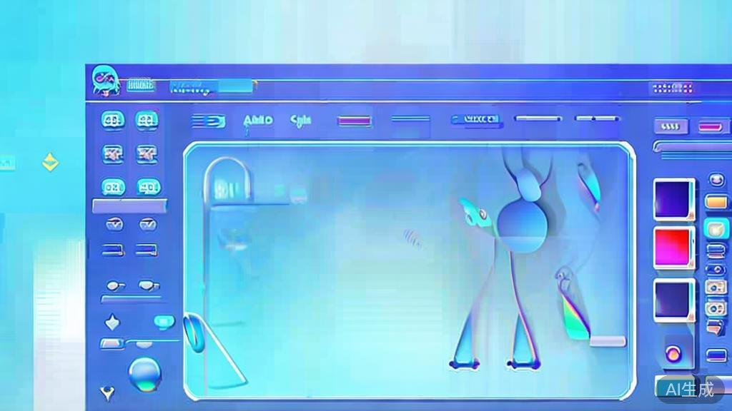 Flat vector illustration of AI绘画工具, dashboard style, soft blue gradient