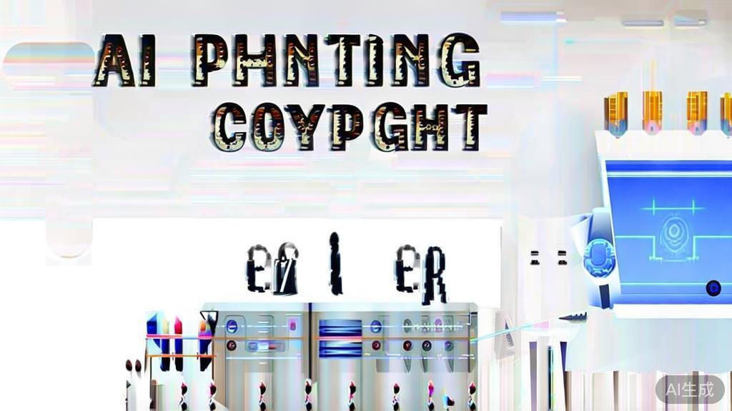 High-quality business illustration regarding AI绘画版权, minimal flat design