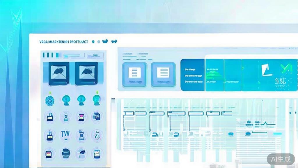 Flat vector illustration of skincare product video marketing strategy, dashboard style, soft blue gradient