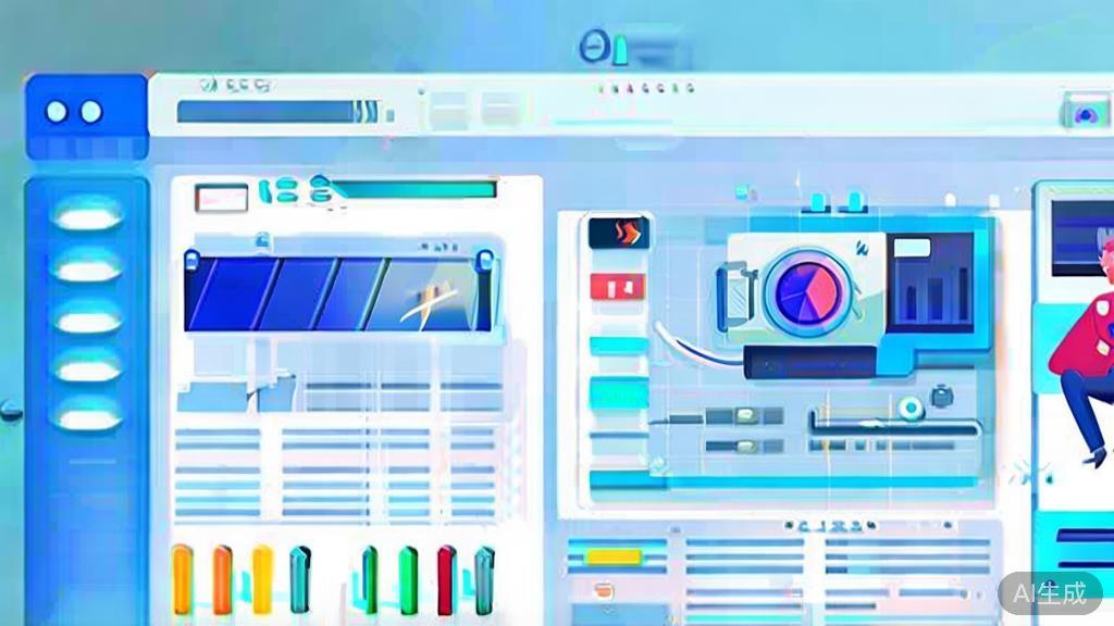 Flat vector illustration of a travel Vlog being created using deepseek, dashboard style, soft blue gradient