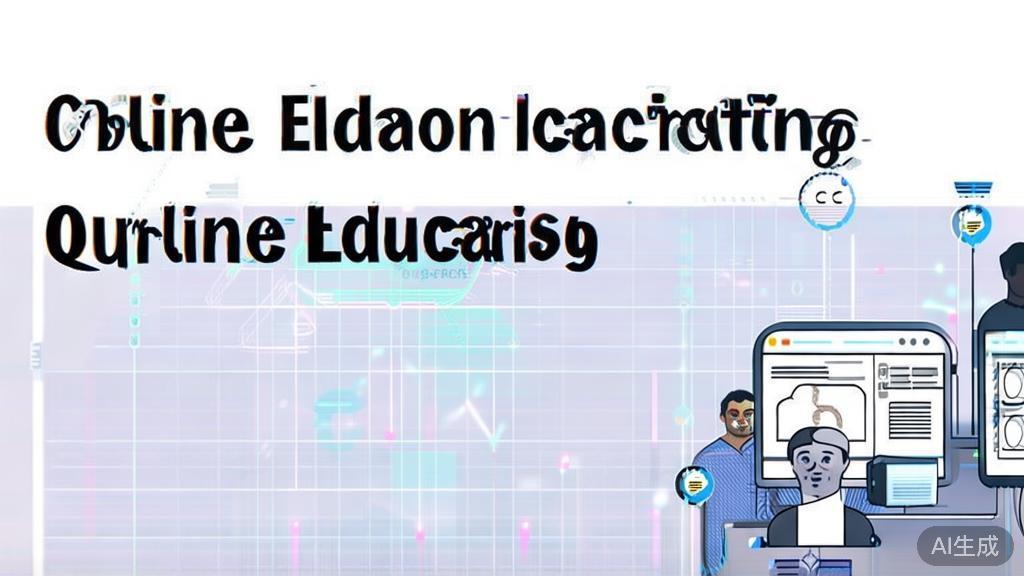 High-quality business illustration regarding online education promotion using deepseek, minimal flat design