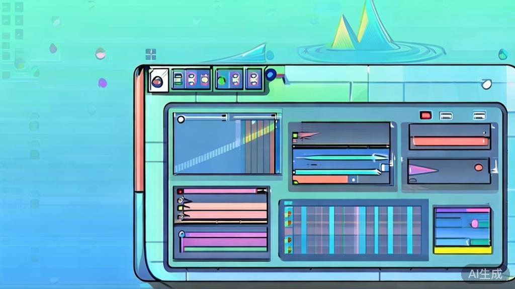 "Flat vector illustration of online short film production tools, dashboard style, soft blue gradient"