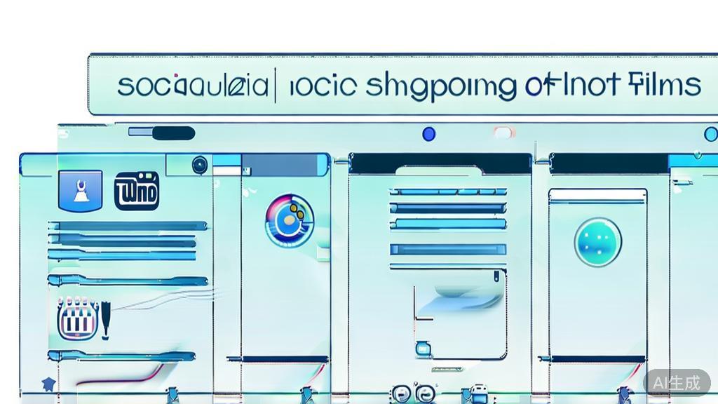Flat vector illustration of social media sharing options for short films, dashboard style, soft blue gradient