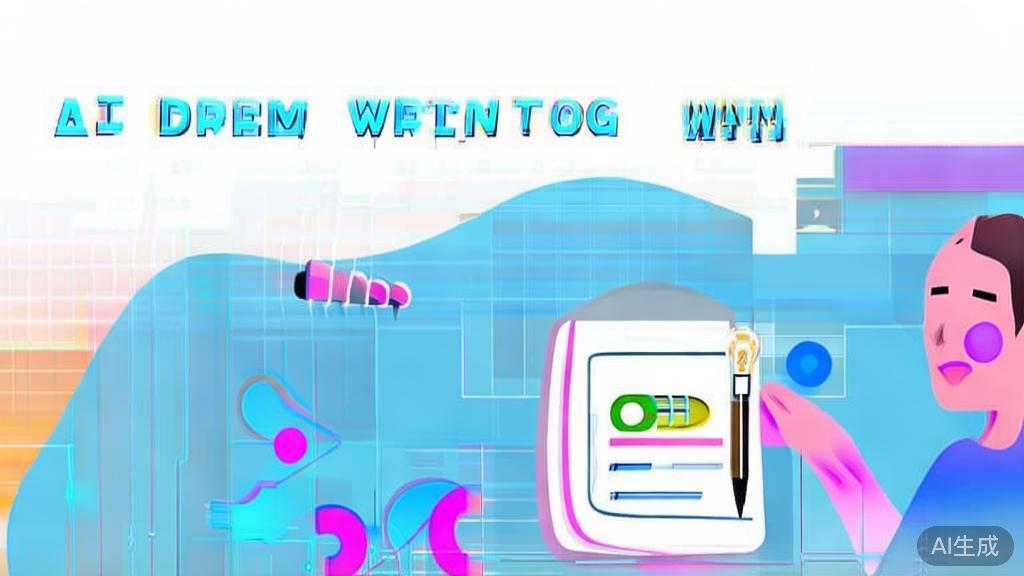 Flat vector illustration of a user selecting AI drama writing software, with visual elements representing creativity and efficiency