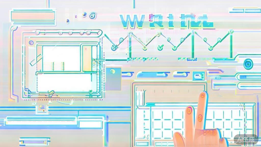 High-quality business illustration regarding user interaction with AI writing tools, minimal flat design