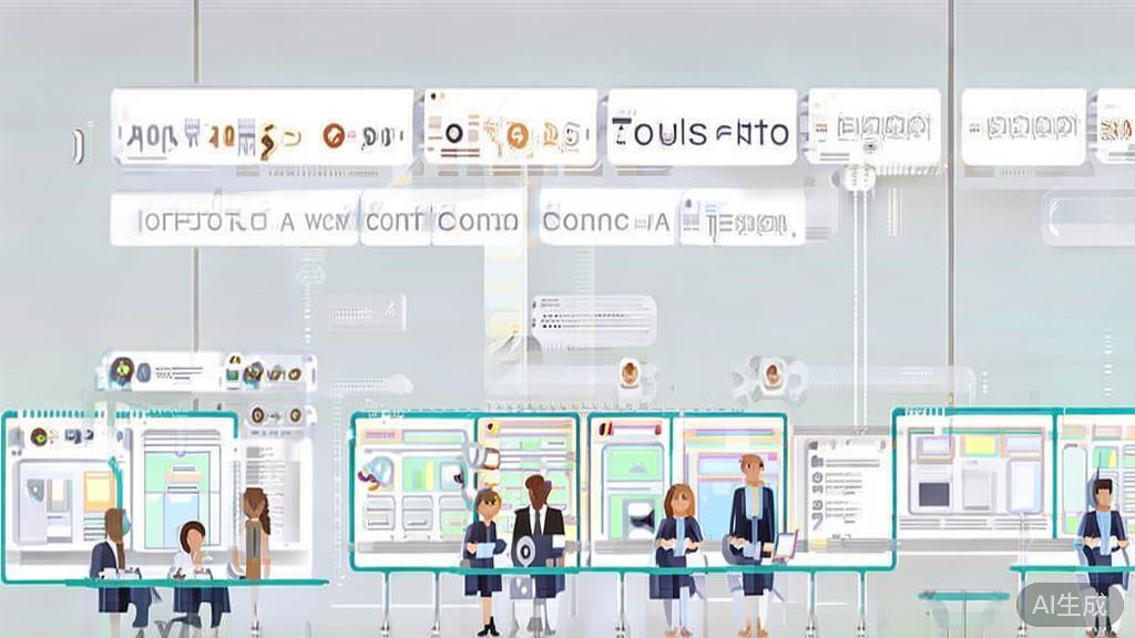 High-quality business illustration regarding content creation with AI tools, minimal flat design