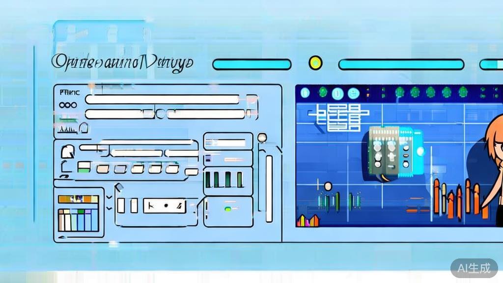 Flat vector illustration of optimizing visuals and sound effects in anime video production, dashboard style, soft blue gradient