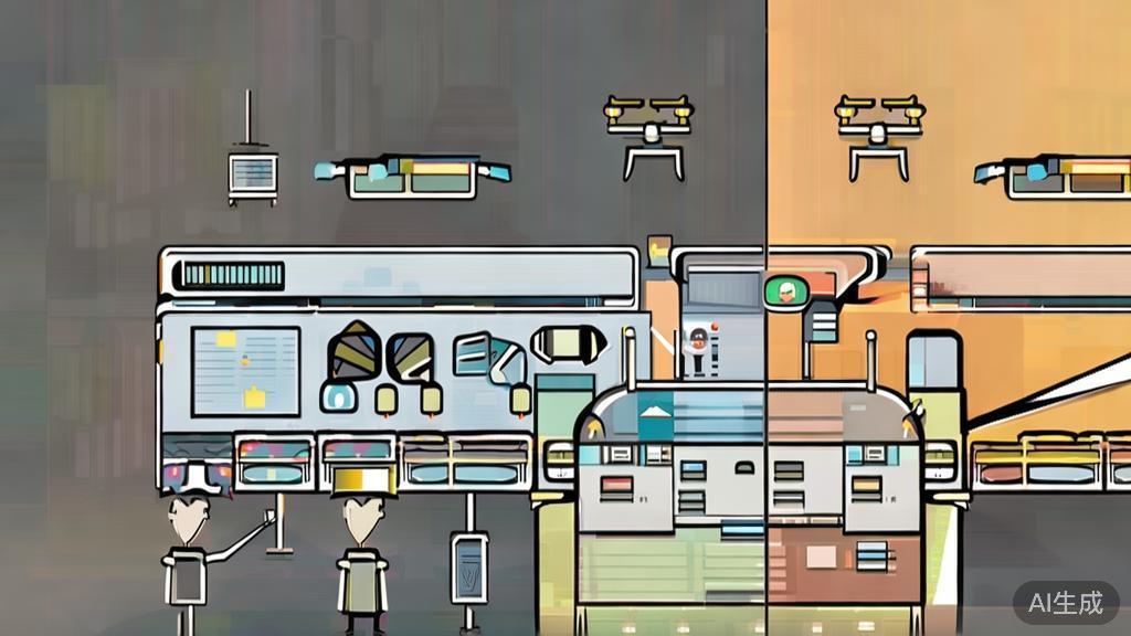 High-quality business illustration regarding AI vs traditional short drama production, minimal flat design