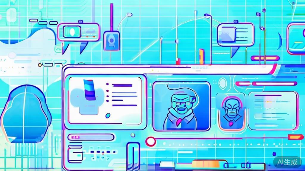 Flat vector illustration of creative brainstorming with AI, dashboard style, soft blue gradient