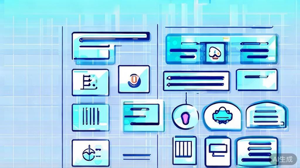 Flat vector illustration of selecting AI tools for scriptwriting, dashboard style, soft blue gradient