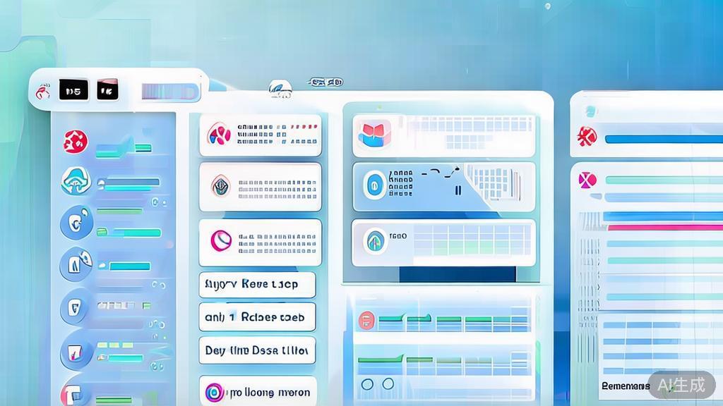 "Flat vector illustration of potential risks in AI image generation, dashboard style, soft blue gradient"