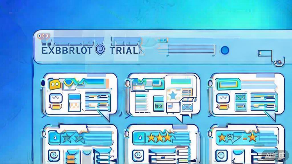 Flat vector illustration depicting user reviews and trial experiences, dashboard style, soft blue gradient