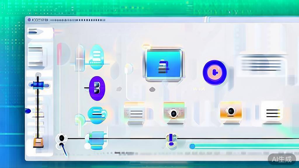High-quality illustration of a user-friendly video editing interface, minimal flat design