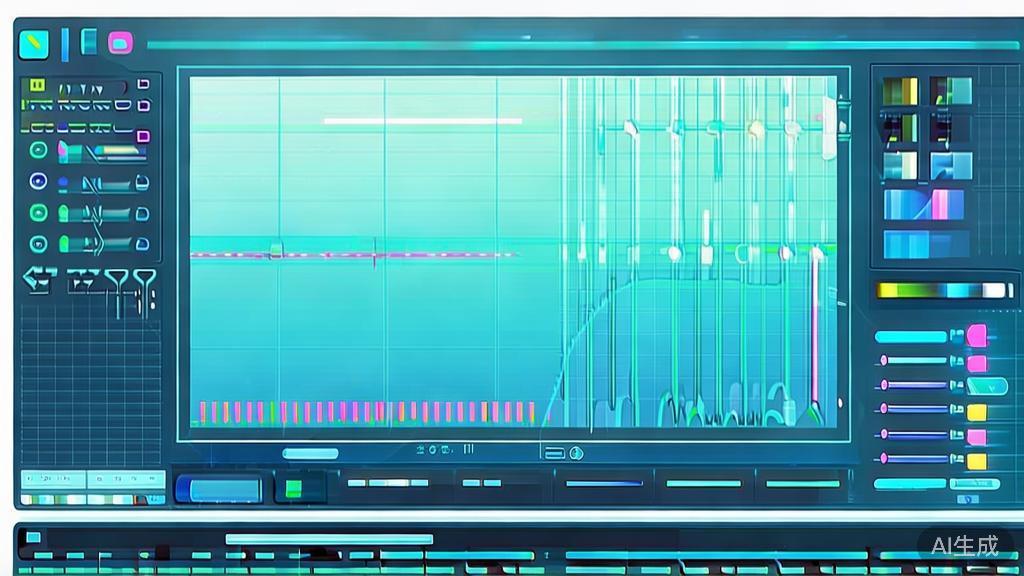 "Flat vector illustration of video editing with subtle effects, dashboard style, soft blue gradient"