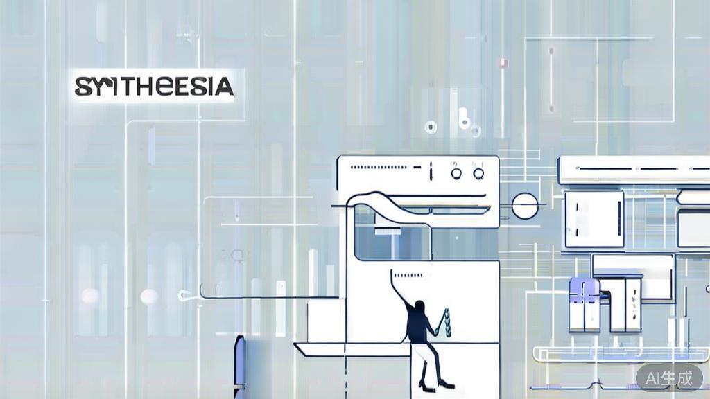 "High-quality business illustration regarding Synthesia, minimal flat design"