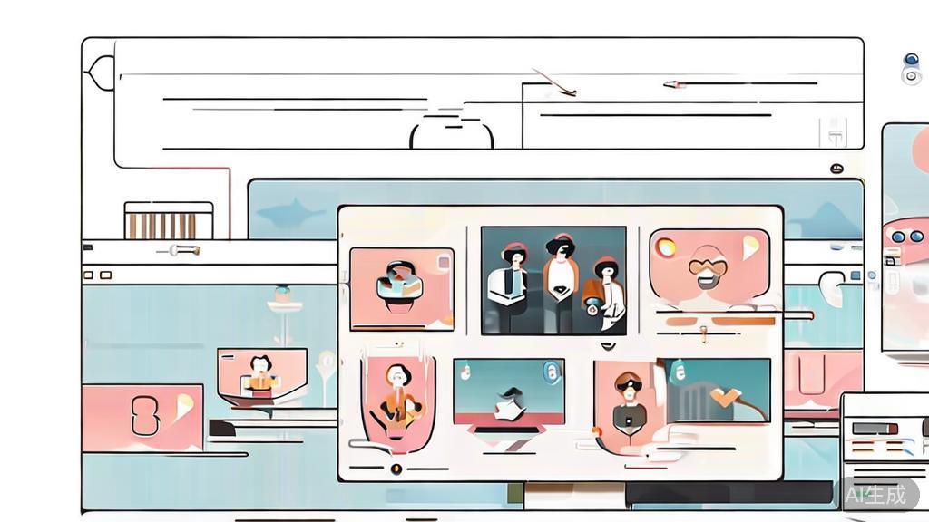 "High-quality business illustration regarding diverse interactive video methods, minimal flat design"
