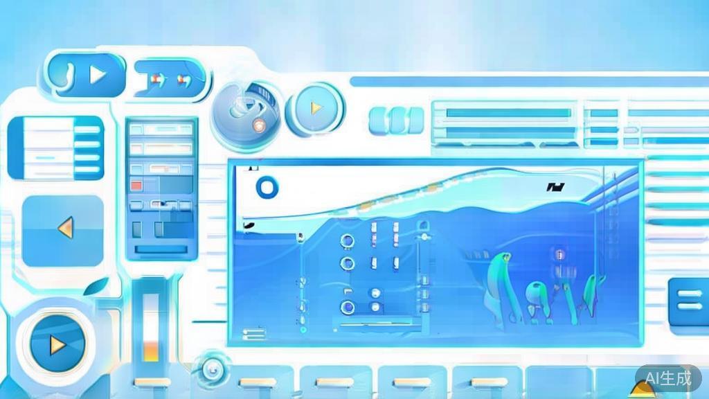 "Flat vector illustration of engaging storytelling in videos, dashboard style, soft blue gradient"