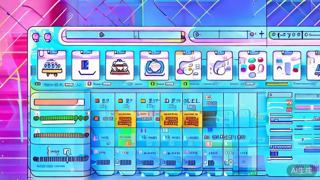 Flat vector illustration of free AI tools for dynamic image creation, dashboard style, soft blue gradient