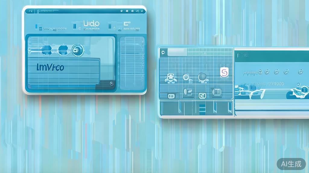 Flat vector illustration of Lumen5 and InVideo, dashboard style, soft blue gradient