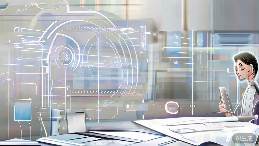 High-quality illustration of future collaboration between AI and human artists in animation, minimalist design