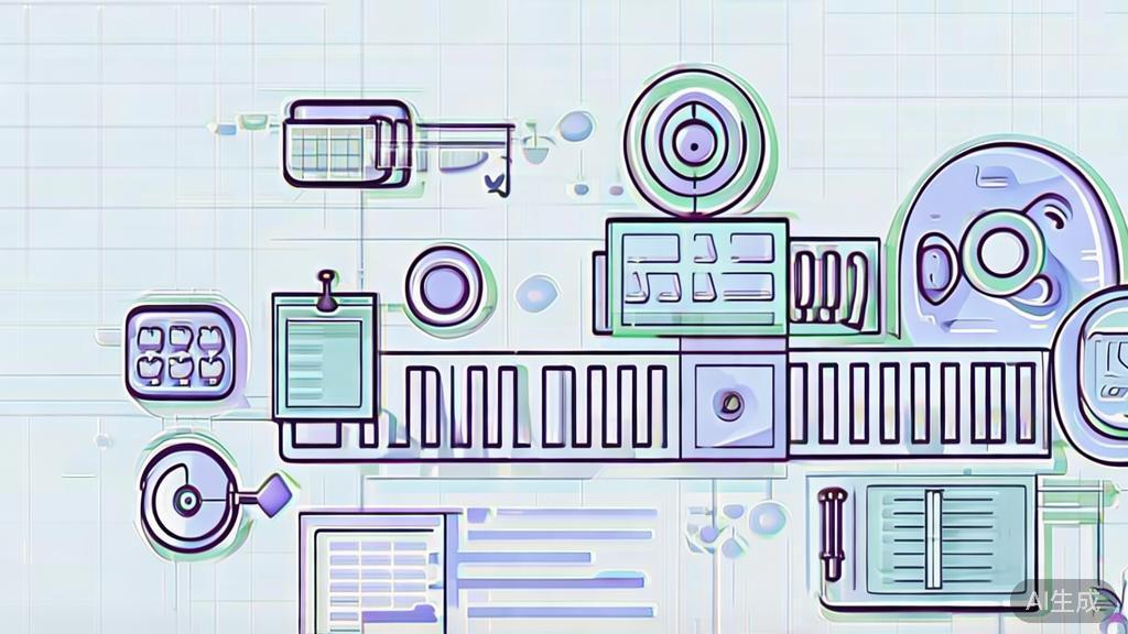 "Flat vector illustration of film analysis process, featuring AI writing tools, soft color palette"
