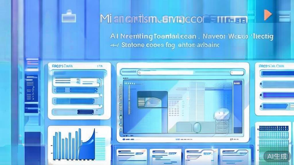 Flat vector illustration of a successful marketing campaign using AI video synthesis, dashboard style, soft blue gradient