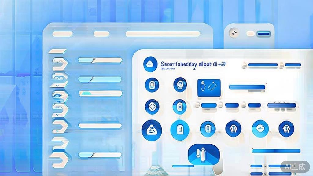 Flat vector illustration of choosing AI tools, dashboard style, soft blue gradient