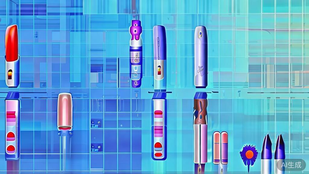 Flat vector illustration of AI-generated beauty products, dashboard style, soft blue gradient