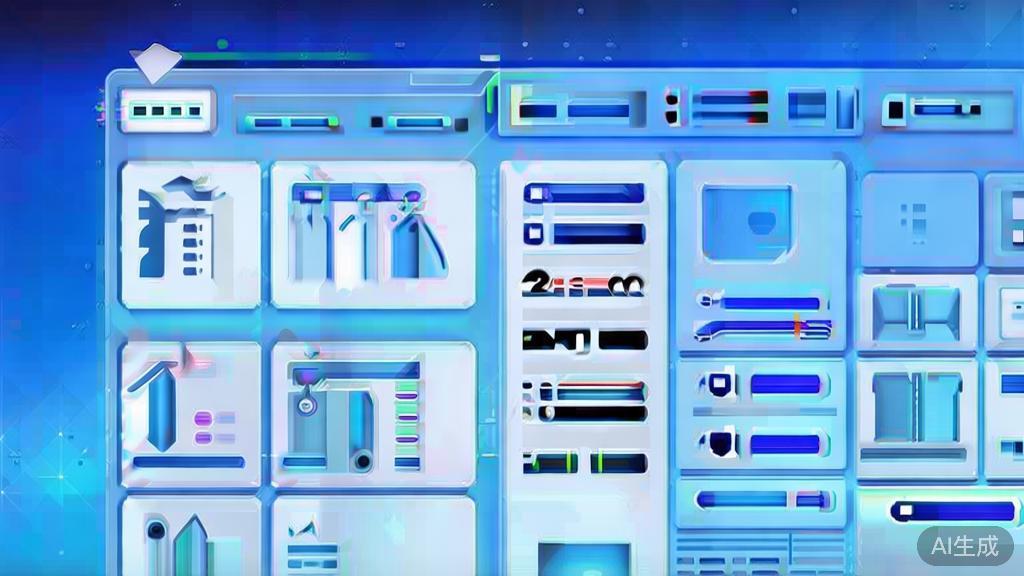 Flat vector illustration of choosing AI tools for content creation, dashboard style, soft blue gradient