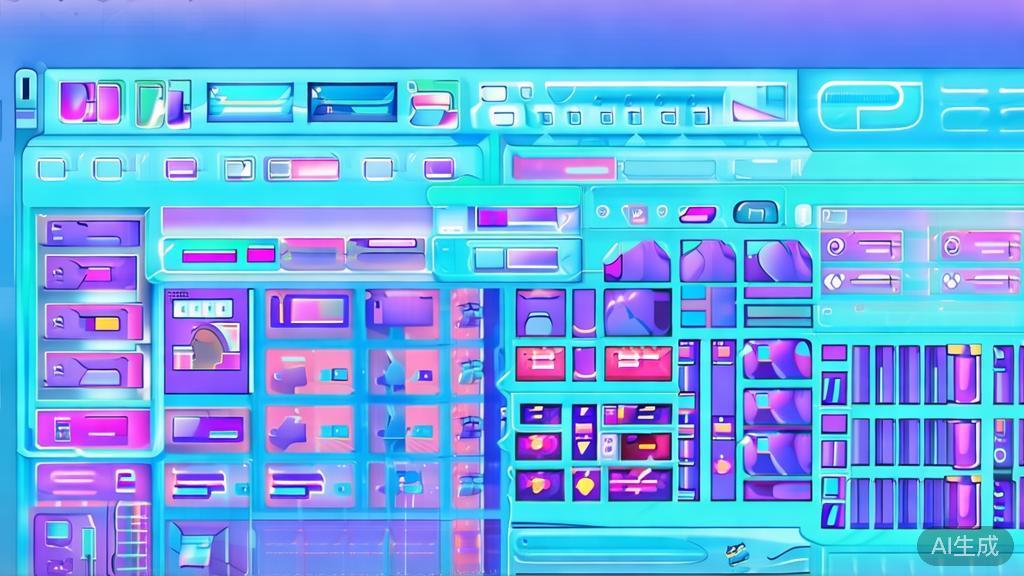 Flat vector illustration of popular AI video editing tools, dashboard style, soft blue gradient