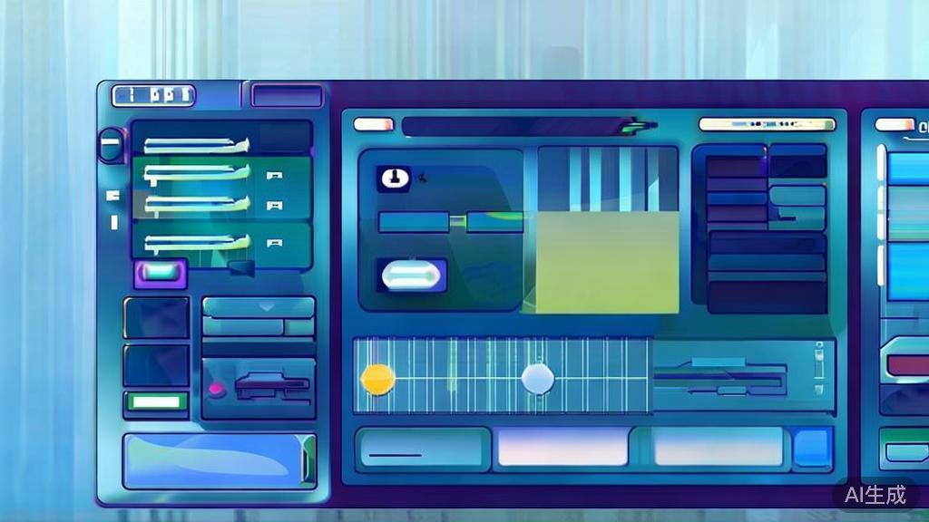 Flat vector illustration of a user-friendly video editing interface, dashboard style, soft blue gradient