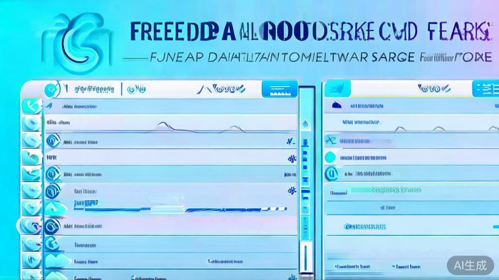 "Flat vector illustration comparing free and paid AI animation software features, dashboard style, soft blue gradient"