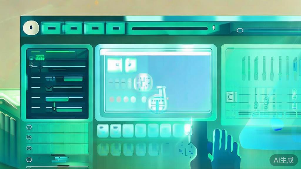 "Flat vector illustration of user selecting video software, dashboard style, soft blue gradient"