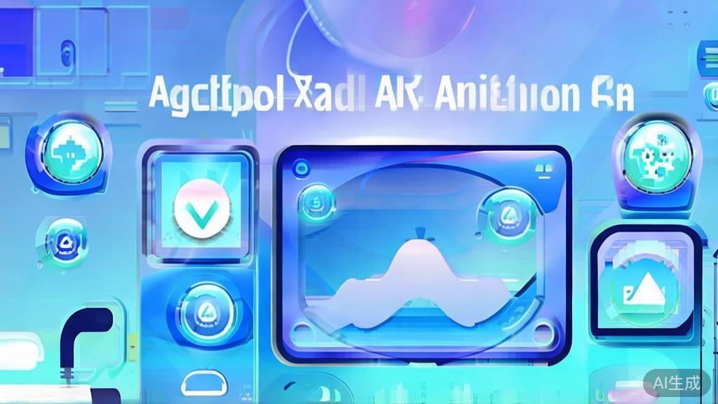 Flat vector illustration of AR and VR integration in animation, dashboard style, soft blue gradient