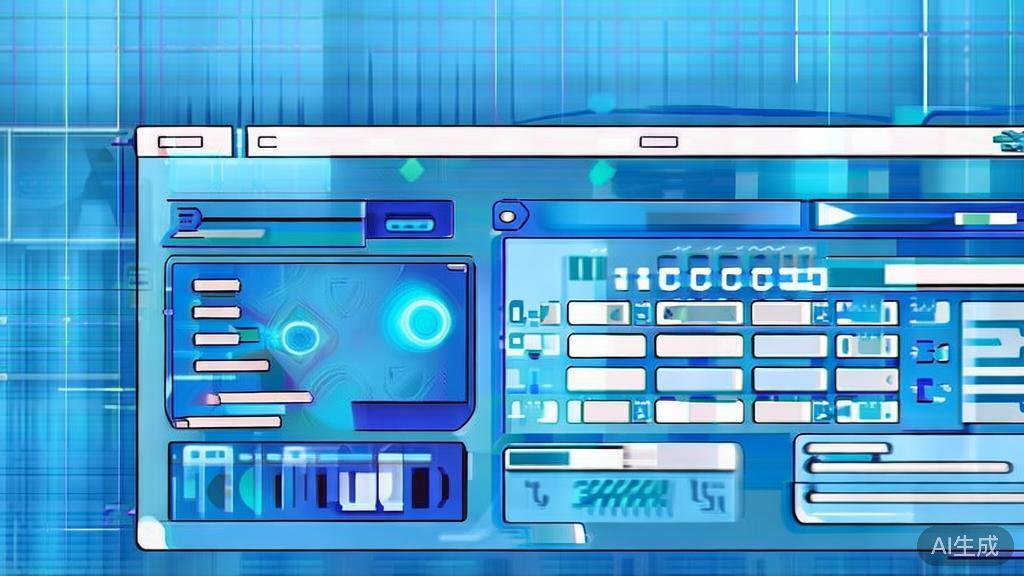 Flat vector illustration of AI in post-production for short films, dashboard style, soft blue gradient