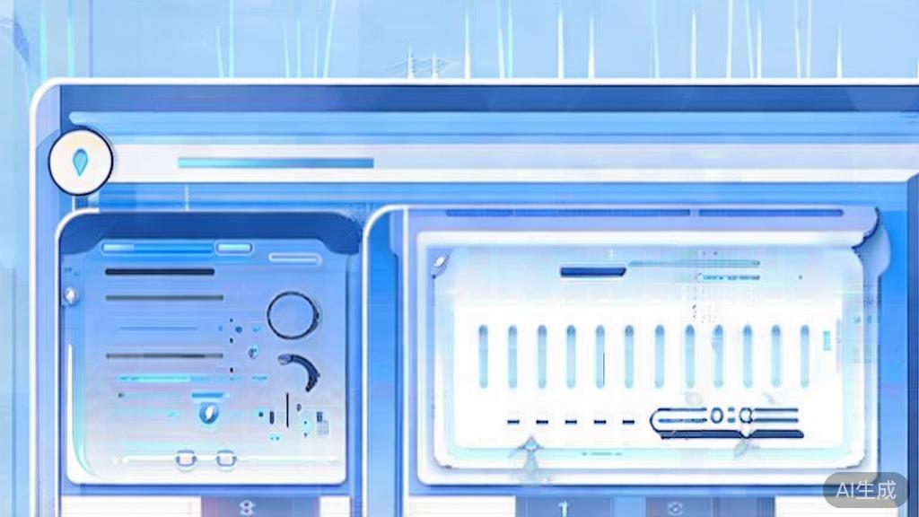 Flat vector illustration of AI painting concept, dashboard style, soft blue gradient