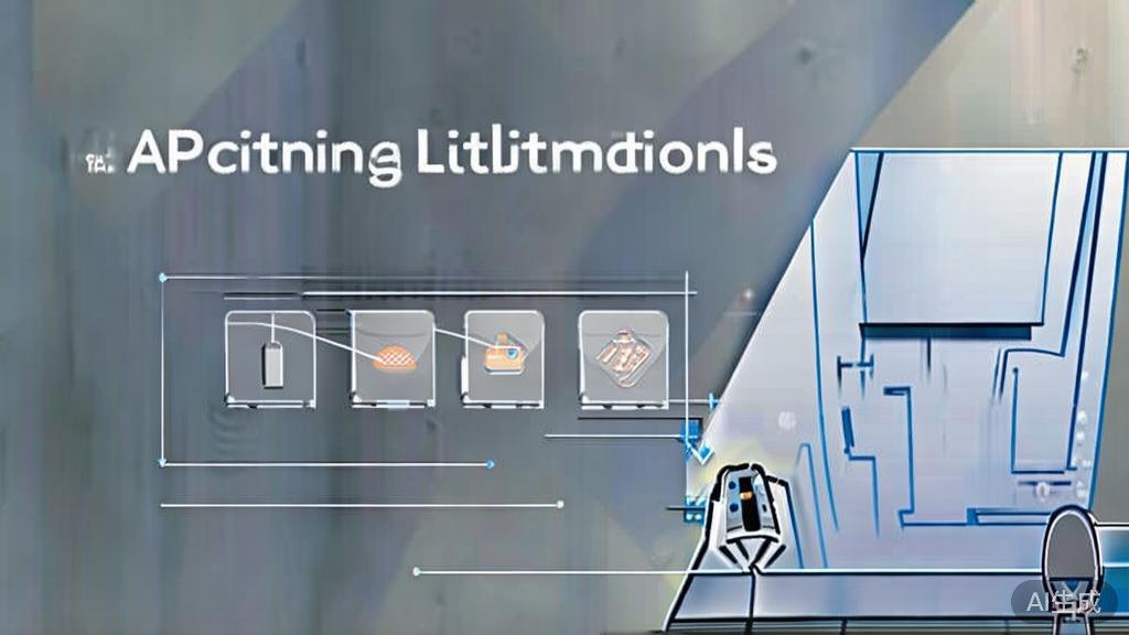 "High-quality business illustration regarding AI painting limitations, minimal flat design"