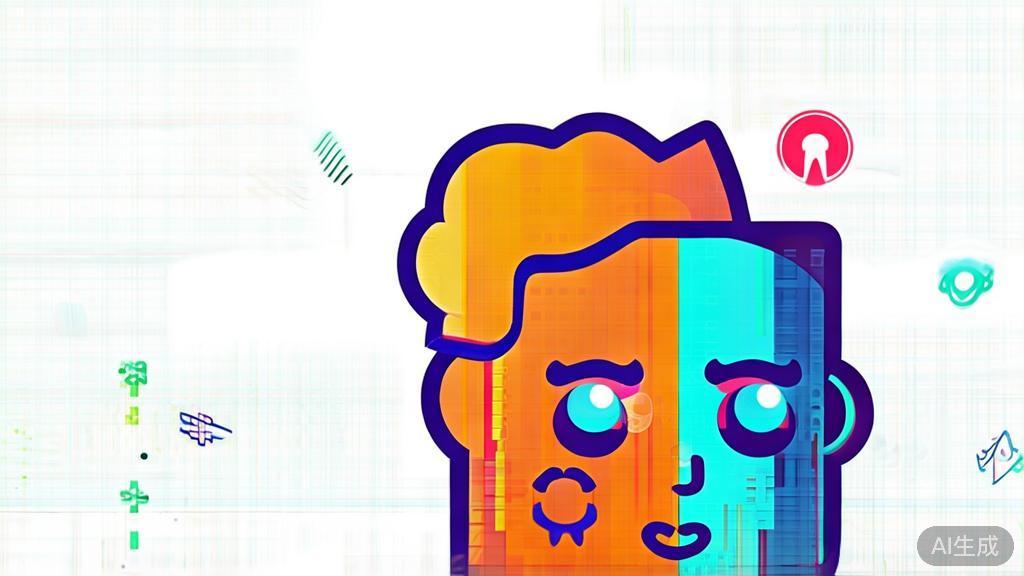 High-quality illustration of a unique cartoon avatar being shared on social media, minimal flat design