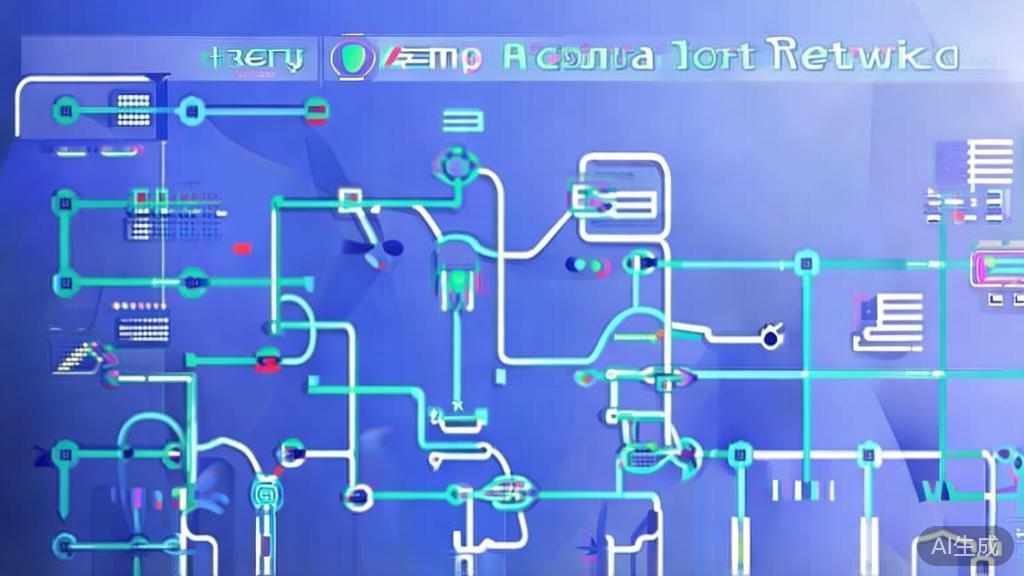 Flat vector illustration of neural network training process, dashboard style, soft blue gradient